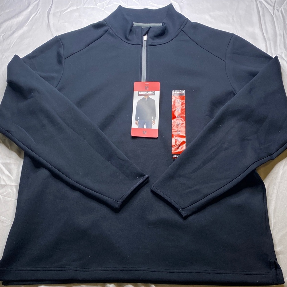 Kirkland Signature Men's Black Quarter Zip‎ Pullover Sweater